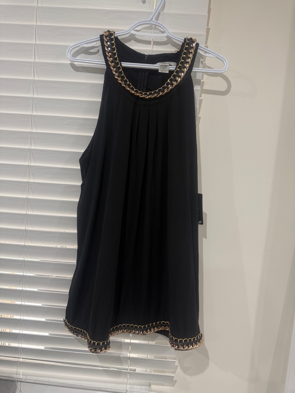Black Chain-Trim Sleeveless Dress